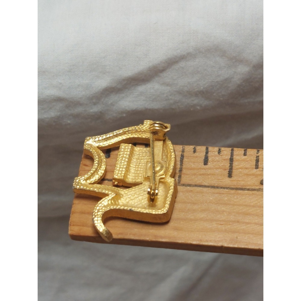 Elephant Brooch Pin Lucky Animal Figural Costume Vintage Gold Tone Rhinestone - Picture 7 of 8